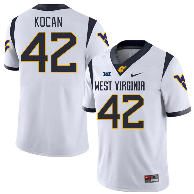 Men #42 RJ Kocan West Virginia Mountaineers College 2024 New Uniforms Football Jerseys Stitched Sale